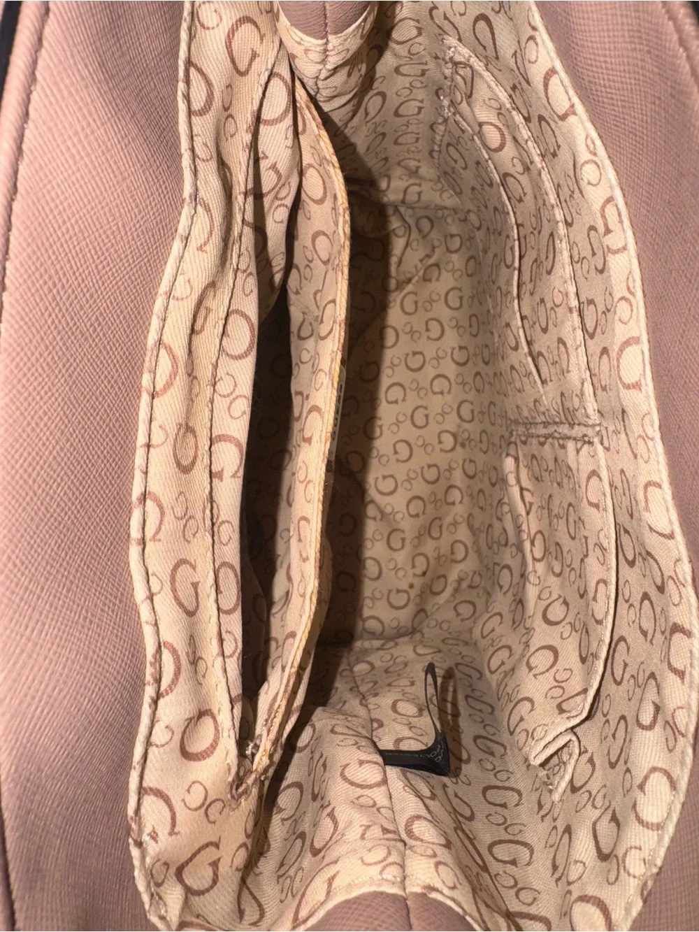 GUESS Blush Pink Signature Chain Detail Backpack